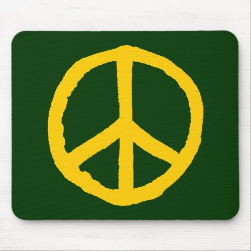 Rough Peace Symbol _ Amber on Dark Green Mouse Pad