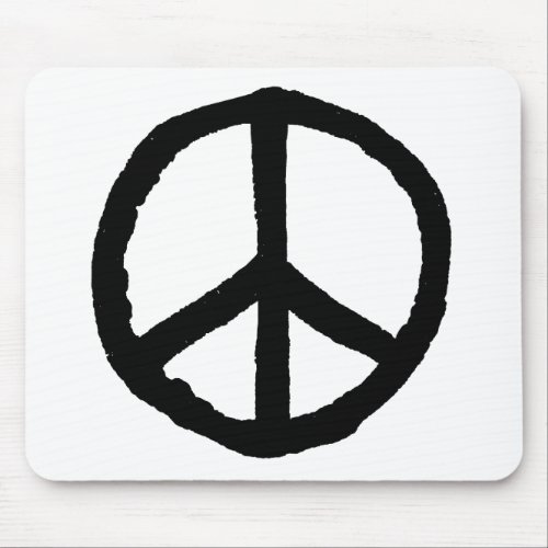 Rough Peace Symbol _ Black on White Mouse Pad