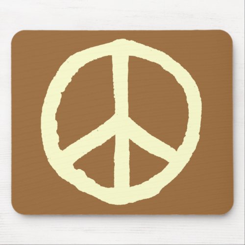Rough Peace Symbol _ Cream on Brown Mouse Pad