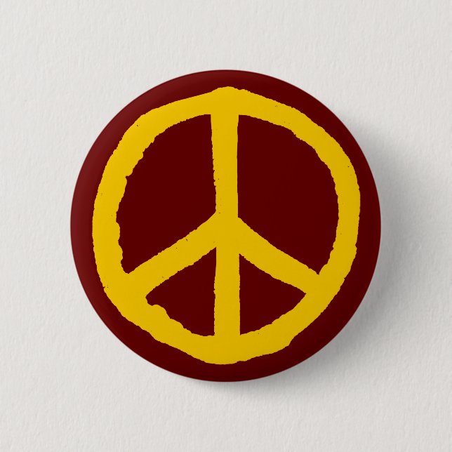 Rough Peace Symbol - Cream on Dark Maroon Pinback Button (Front)