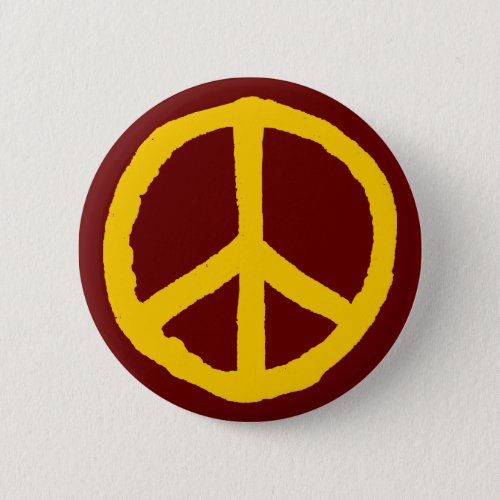 Rough Peace Symbol _ Cream on Dark Maroon Pinback Button