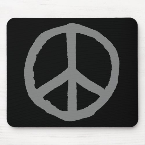 Rough Peace Symbol _ Gray on Black Mouse Pad