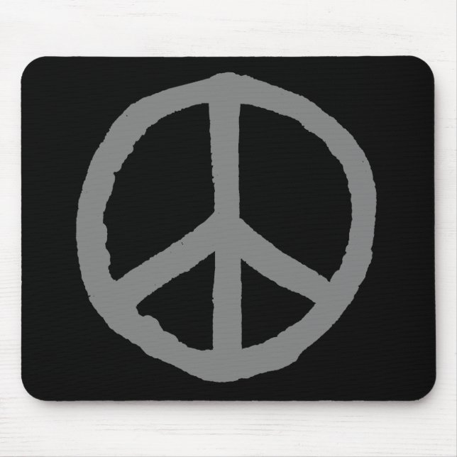 Rough Peace Symbol - Gray on Black Mouse Pad (Front)
