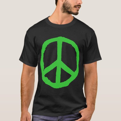 Rough Peace Symbol _ Green on Dark T_Shirt