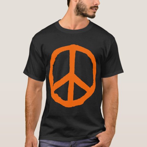 Rough Peace Symbol _ Orange on Dark T_Shirt