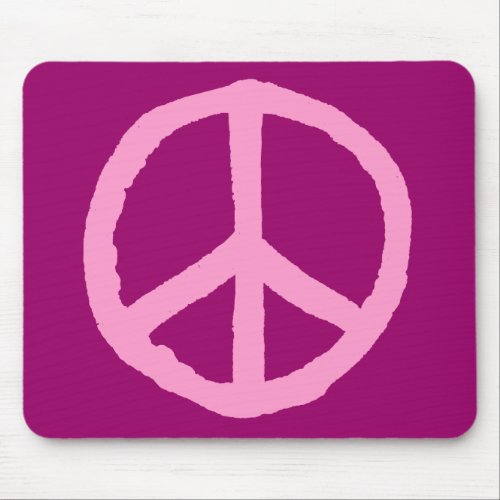 Rough Peace Symbol _ Pink on Dark Pink Mouse Pad