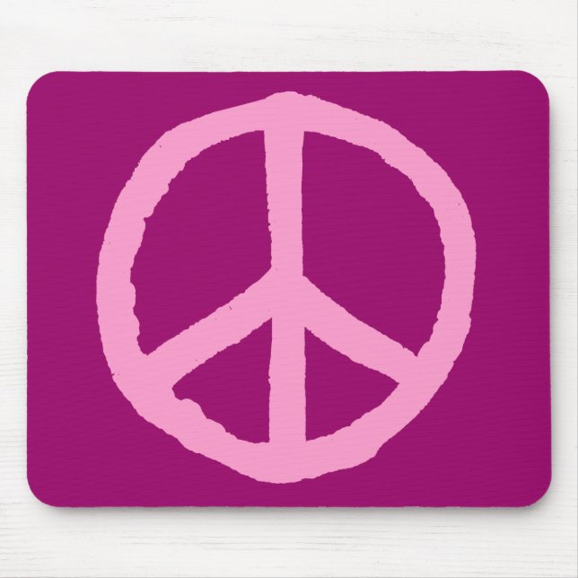 Rough Peace Symbol - Pink on Dark Pink Mouse Pad (Front)