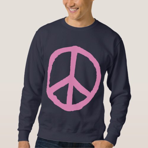 Rough Peace Symbol _ Pink on Dark Sweatshirt