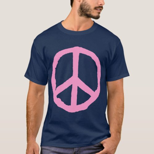 Rough Peace Symbol _ Pink on Dark T_Shirt