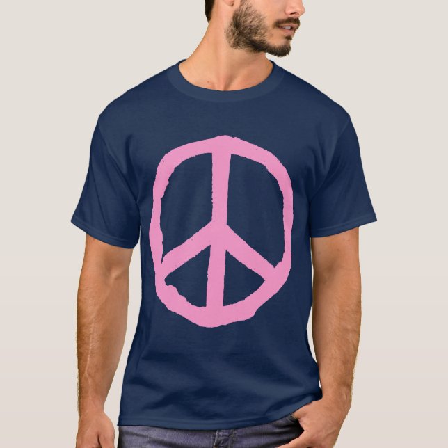 Rough Peace Symbol - Pink on Dark T-Shirt (Front)