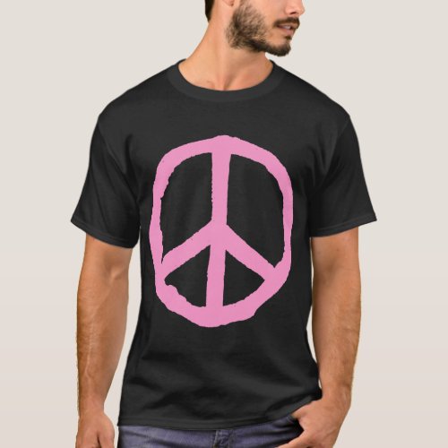Rough Peace Symbol _ Pink on Dark T_Shirt