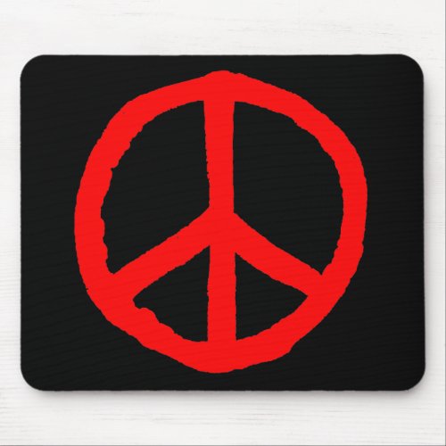 Rough Peace Symbol _ Red on Black Mouse Pad