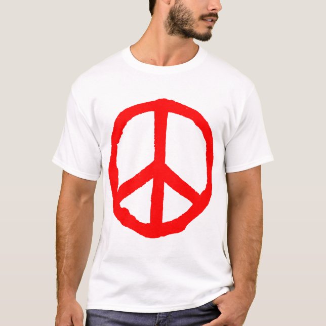 Rough Peace Symbol - Red T-Shirt (Front)