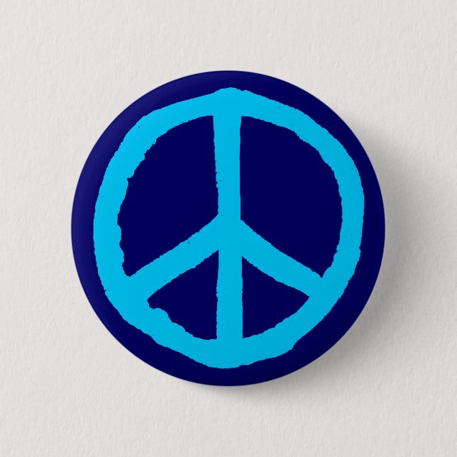 Rough Peace Symbol - Shades of Blue Button (Front)