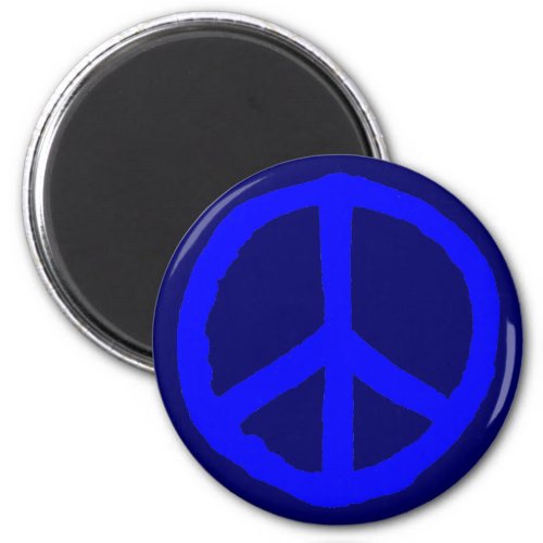 Rough Peace Symbol _ Shades of Blue Magnet
