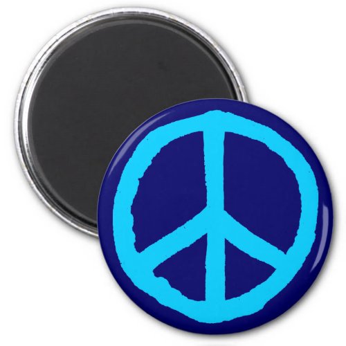 Rough Peace Symbol _ Shades of Blue Magnet