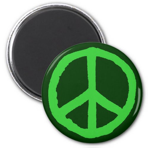 Rough Peace Symbol _ Shades of Green Magnet