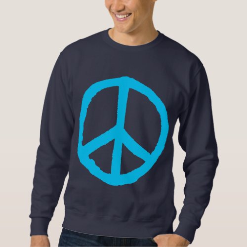 Rough Peace Symbol _ Sky Blue on Dark Sweatshirt