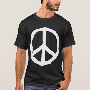 Rough Peace Symbol - White on Dark T-Shirt