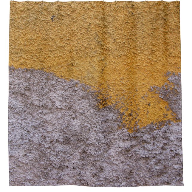 Rough Raw Beton Construction Wall Yelllow Gray Shower Curtain (Front)