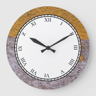 Rough Raw Beton Gray Yellow Construction Wall Large Clock