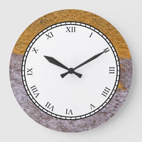 Rough Raw Beton Gray Yellow Construction Wall Large Clock