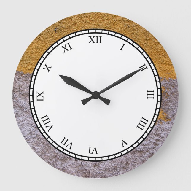 Rough Raw Beton Gray Yellow Construction Wall Large Clock (Front)