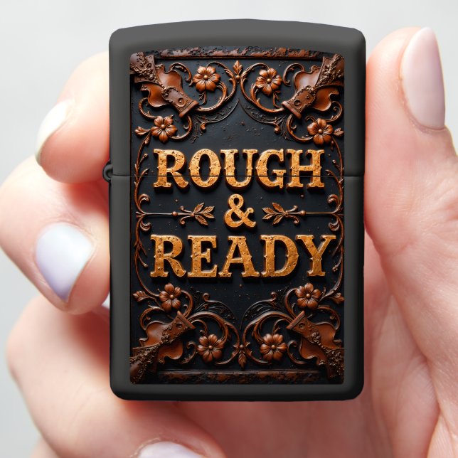 Rough Ready Embossed Vases Floral Zippo Lighter (In Hand)
