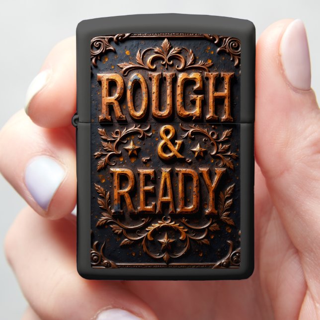 Rough Ready Embossed Western Zippo Lighter (In Hand)