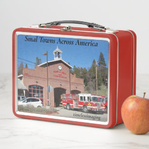 Rough & Ready Fire Station photo on a lunch box. Metal Lunch Box