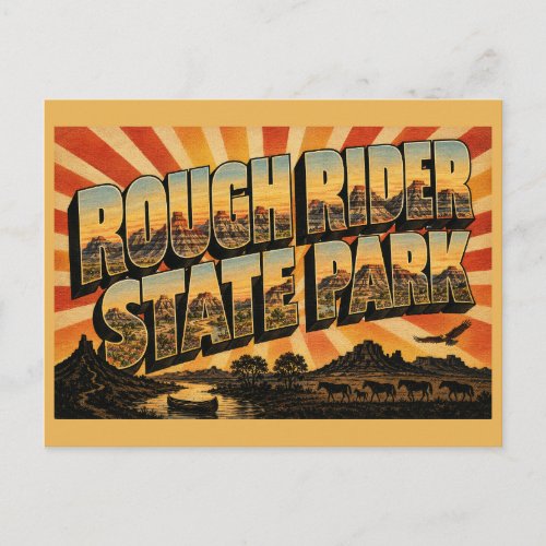 Rough Rider State Park ND Badlands River Art Postcard