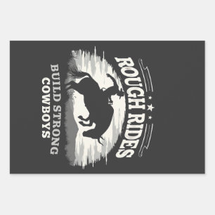 Rough Rides Build Strong Cowboys Western Wrapping Paper Sheets