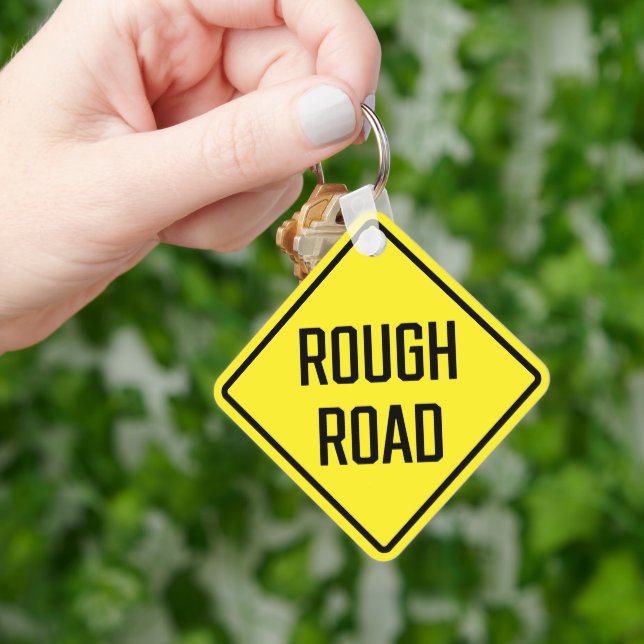 Rough Road Metal Square Keychain (Hand)