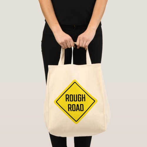 Rough Road Sign Yellow Grocery Tote Bag
