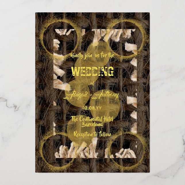 Rough Rope Stylish Border Wedding Foil Invitation (Front)