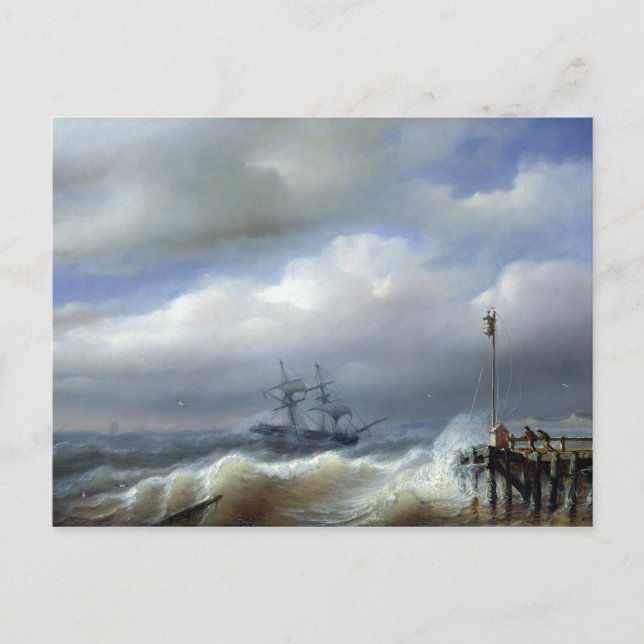 Rough Sea in Stormy Weather, 1846 Postcard (Front)