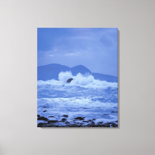 rough seas crashing against a rocky shore canvas print