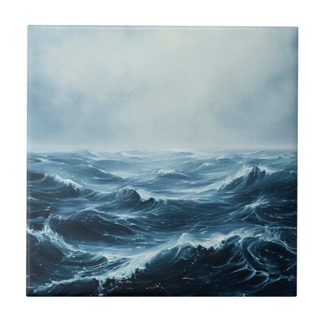 Rough Seas Ocean Waves Ceramic Tile (Front)