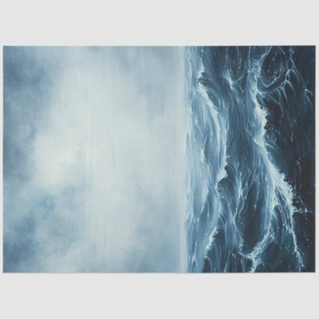Rough Seas Ocean Waves Decoupage Tissue Paper (Front)