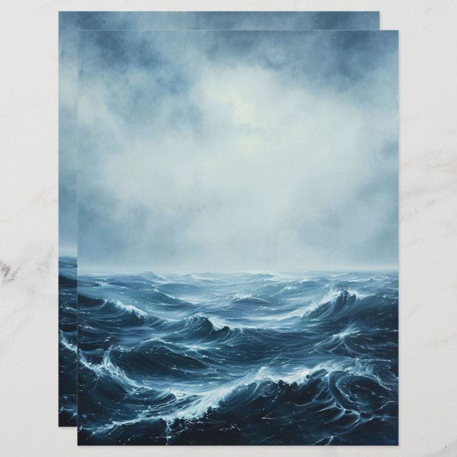Rough Seas Ocean Waves Scrapbook Paper (Front/Back)