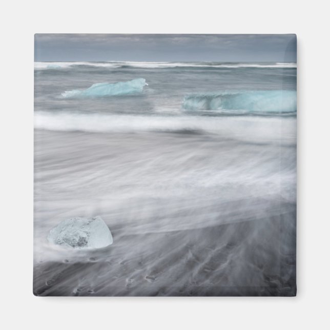 Rough Seascape with ice, iceland Magnet (Front)