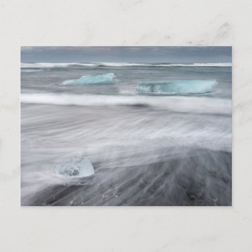 Rough Seascape with ice iceland Postcard