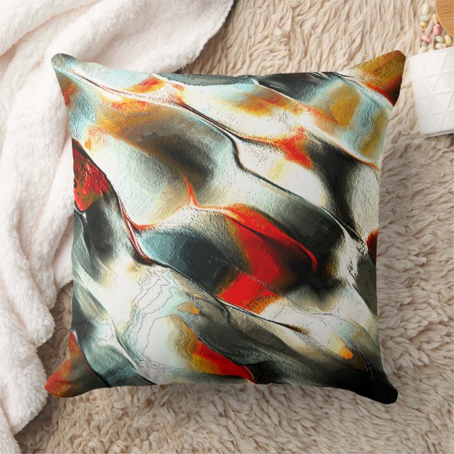 Rough silvery rock over burning ember, intensity throw pillow (Blanket)
