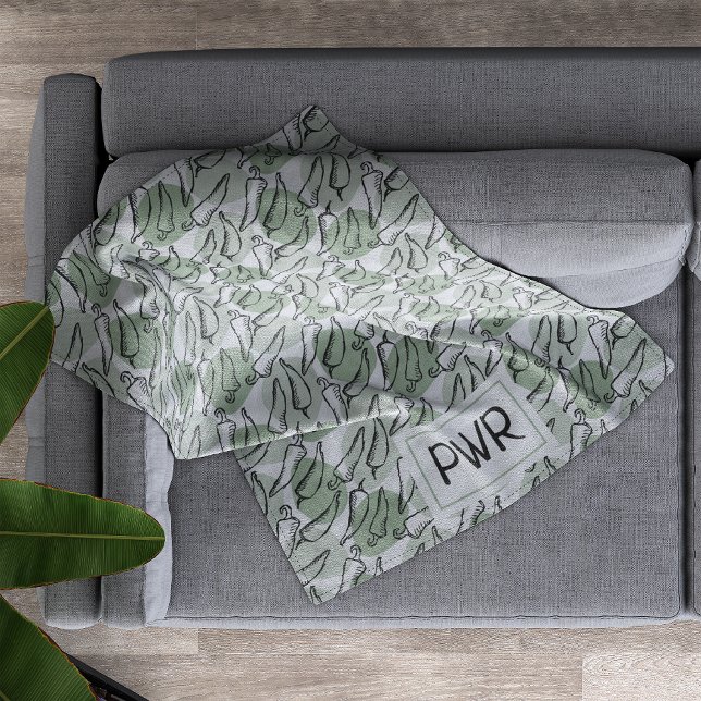 Rough Sketch Chile Peppers on Green Fleece Blanket (Creator Uploaded)