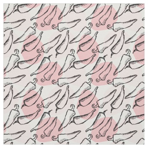 Rough Sketch Chile Peppers on Pink Fabric