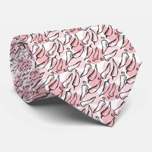 Rough Sketch Chile Peppers on Pink Neck Tie