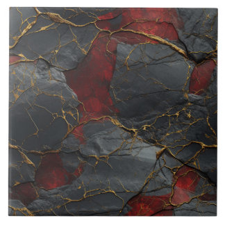 Rough Slate Texture Gold Veins Ceramic Tile