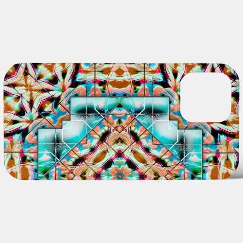 Rough texture mix with silver plates kaleidoscope iPhone 13 pro max case