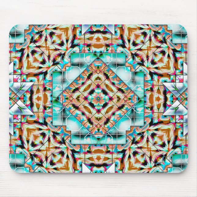 Rough texture mix with silver plates, kaleidoscope mouse pad (Front)