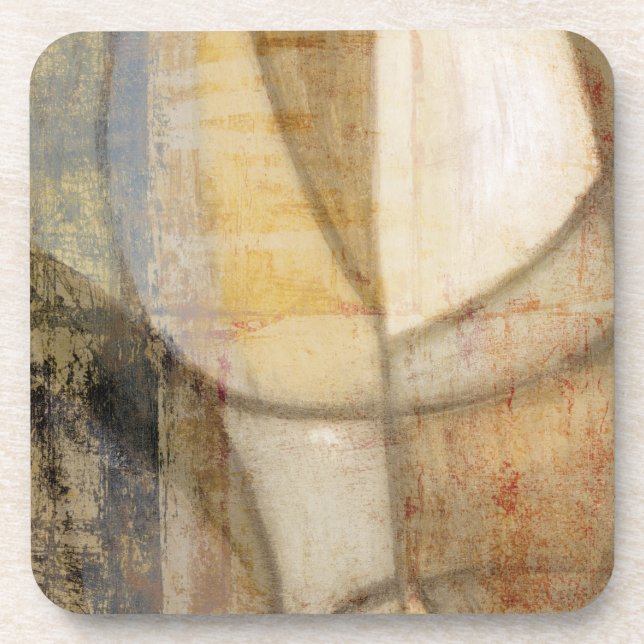 Rough Textured Earth Tone Painting Beverage Coaster (Front)